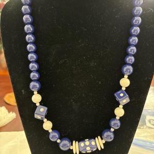 Photo of Vintage blue and white beaded necklace