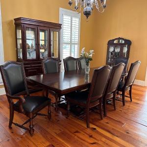 Photo of Cherry Trestle Dining Room Table w/8 Chairs ~ Excellent Condition