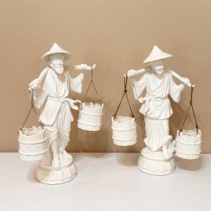Photo of Pair (2) ~ Porcelain Figurine Planters