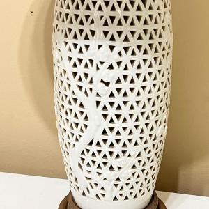 Photo of Porcelain Reticulated Table Lamp