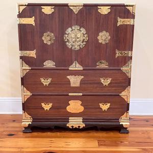 Photo of Gorgeous Oriental Tansu Mahogany Butterfly Chest With 18Kt. GP Hardware ~` *Read