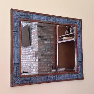 Photo of Matching Mirror & Lamp ~ Patina’d Copper & Resin Fish Theme