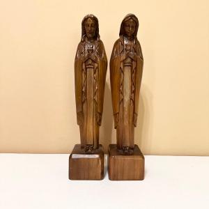 Photo of Jesus & Mary ~ Solid Wood 18” Sculptures