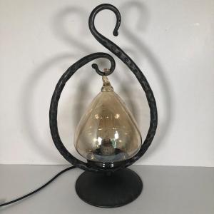 Photo of LOT 171L: Vintage Made in Italy Table Lamp w/ Iron Stand & Glass Globe