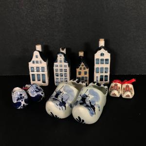Photo of LOT 161K: Delfts Holland Ash Tray Clogs, Mini House Decanters & More
