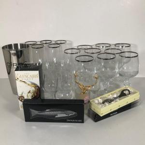 Photo of LOT 172K: Fancy Bar Collection - Silver Rimmed Glasses, NIP Bottle Openers & Mor