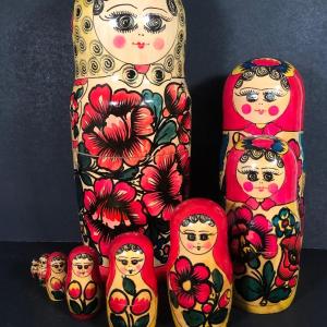 Photo of LOT 163: Large Russian Nesting Doll & Wooden Rodnik Vodka Container