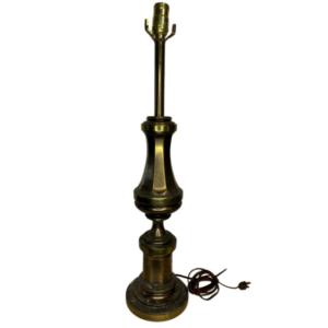 Photo of Vintage Stiffel Tall Dark Solid Brass Table Lamp by Universal Laboratories