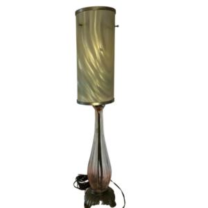 Photo of Vintage Pink Murano Style Table Lamp with Pearl Shade