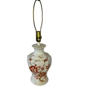 Photo of Vintage Underwriters Laboratories Ceramic Red Hue Floral Table Lamp