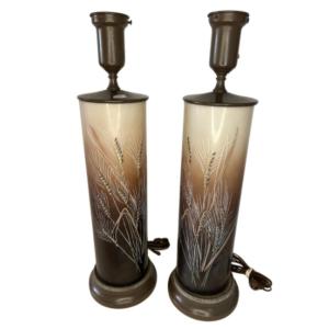 Photo of Vintage Pair of La Rochere Glass Cameo Table Lamps