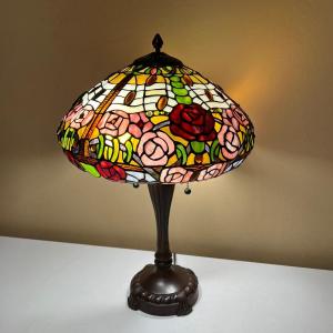 Photo of Tiffany Style Roses ~ Stained Glass Table Lamp