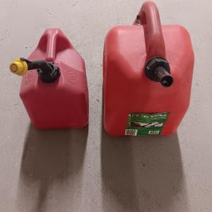 Photo of Two gas fuel containers - 5 gallon & 2-gallon tanks
