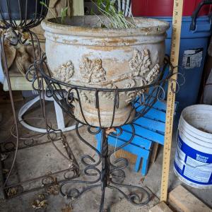 Photo of Vintage Wrought Iron Flower Planter with Planter
