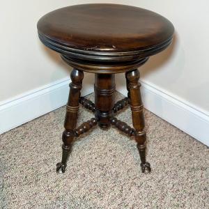 Photo of Antique Piano Stool W/Glass Ball Feet (BS-RG)
