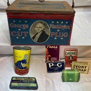 Photo of George Washington Tobacco Tin, Cherokee Medicine Bottle & More Collectibles (BS-
