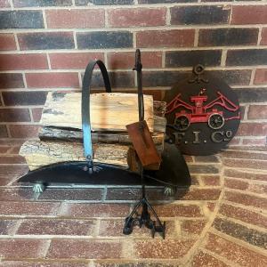 Photo of Cast Iron F.I. Co. Wall Hanging, Wood Holder & Branding Iron (BD-MG)