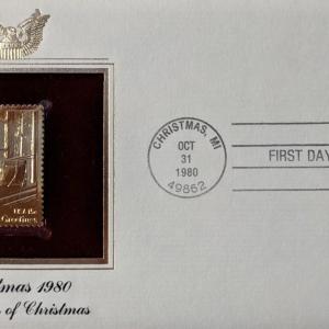 Photo of Christmas 1980 Traditions of Christmas Gold Stamp Replica First Day Cover