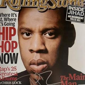Photo of Jay-Z signed signed Rolling Stone Magazine cover photo
