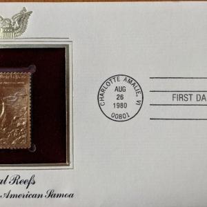Photo of Coral Reefs Chalice Coral, American Samoa Gold Stamp Replica First Day Cover