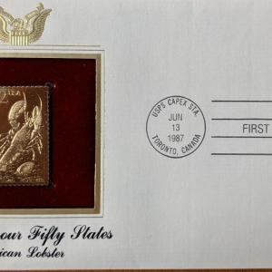 Photo of Wildlife Of Our Fifty States American Lobster Gold Stamp Replica First Day Cover
