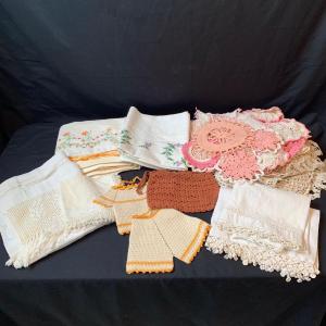 Photo of Vintage Crocheted Doilies, Embroidered Pillowcases, & More (UB1-HS)
