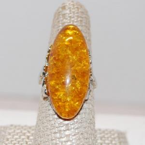 Photo of Size 8¼ "Jurassic Amber" Styled Large "Gel" Oval Ring (7.0g)