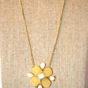 Photo of Opalescent Beige Gumdrops Necklace with Pearl Style Accents 32" L