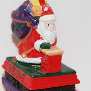 Photo of Santa Claus on Chimney Hinged Jewelry Trinket Box 3 Â½" H