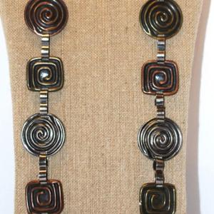 Photo of Belt Or Necklace with Swirls, Squares and Circles 32" - 35" L