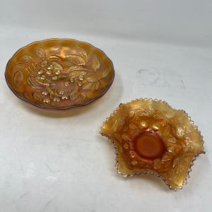 Photo of Marigold carnival glass bowls