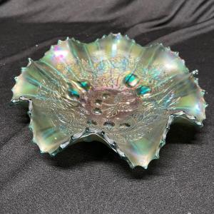 Photo of Rare turquoise carnival glass bowl