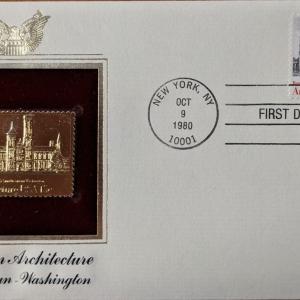 Photo of American Architecture Smithsonian, Washington Gold Stamp Replica First Day Cover