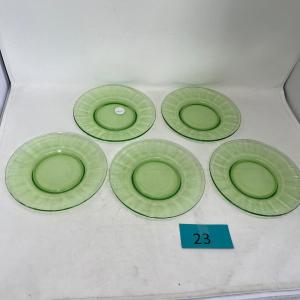 Photo of Depression glass salad plates Uranium glass.