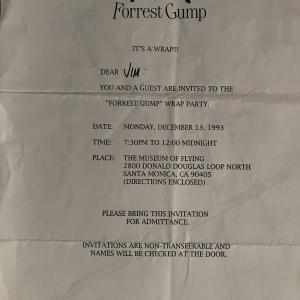 Photo of Forrest Gump "Wrap Party" invitation