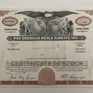 Photo of Pan American World Airways, INC One Share Certificate of Stock
