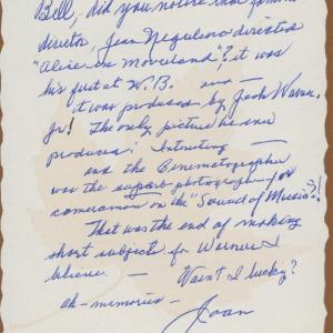 Photo of Joan Leslie signed letter