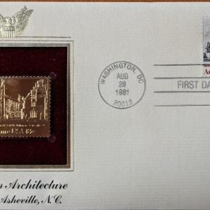 Photo of American Architecture Biltmore Asheville, NC Gold Stamp Replica First Day Cover
