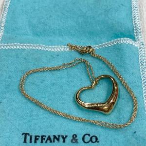 Photo of Tiffany & Co. Sterling Heart Pendant on Necklace w bag