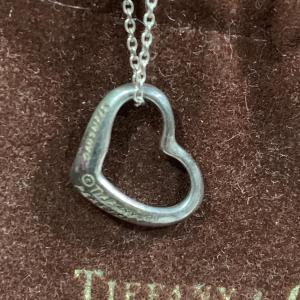 Photo of Tiffany & Co Sterling Heart Pendant w Bag