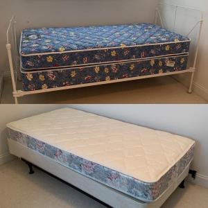 Photo of Two Twin Bed Frames with Bedding (UB2-HS)