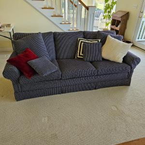 Photo of Blue Fabric Check Pattern Sofa w/Accent Pillows (LR-JS)