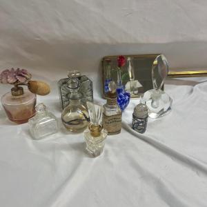 Photo of Vintage Glass Perfume Bottles & Hand Mirror (BS-MK)