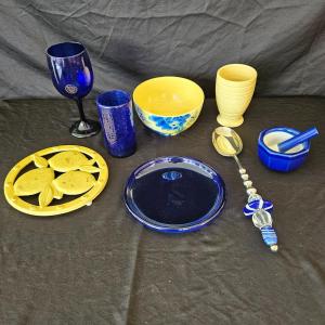 Photo of Yellow and Cobalt Blue Kitchen Decor (K-DW)