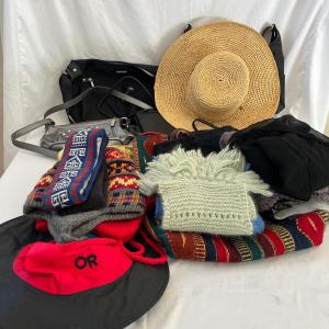 Photo of Collection of Purses, Scarves & Wool Hats (L-MG)