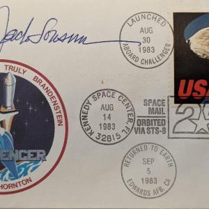 Photo of Jack Lousma Signed NASA 25th Anniversary Challenger First Day Cover 