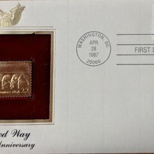Photo of United Way 100th Anniversary Gold Stamp Replica First Day Cover