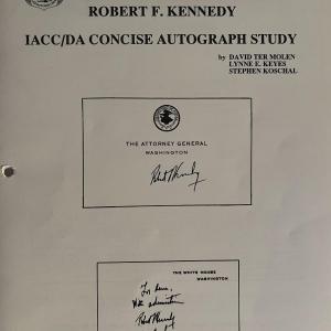 Photo of Robert F. Kennedy autograph study book. 9x11 inches