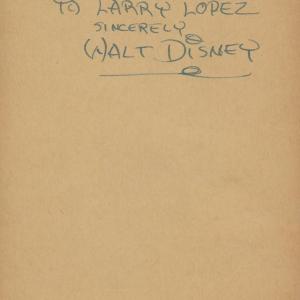 Photo of Walt Disney signed note