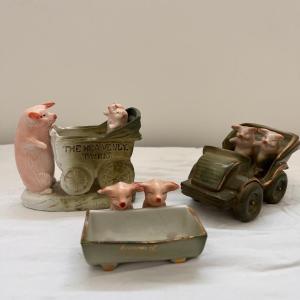 Photo of German Porcelain Fairing Pig Figurines, incl 'Heavenly Twins' (UB3-DZ)